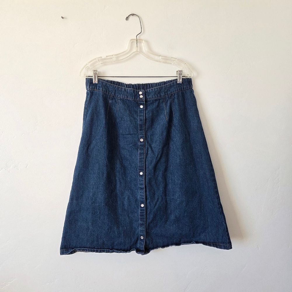 Downeast Denim A-Line Skirt Pearl Snaps Western Retro Rockabilly Americana XL